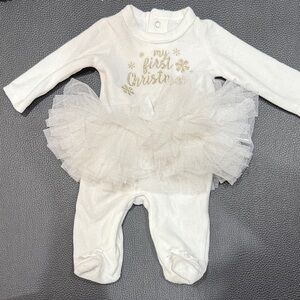 Baby Essentials White 'My First Christmas' Footie